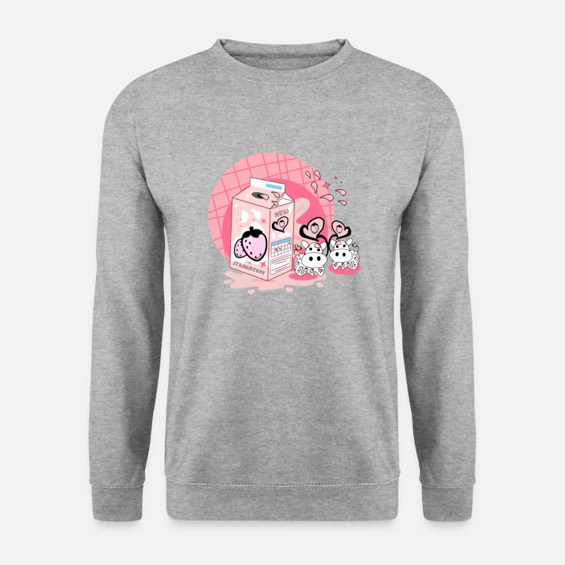 Erdbeer Milchshake Karton rosa - Unisex Pullover - Weißgrau meliert