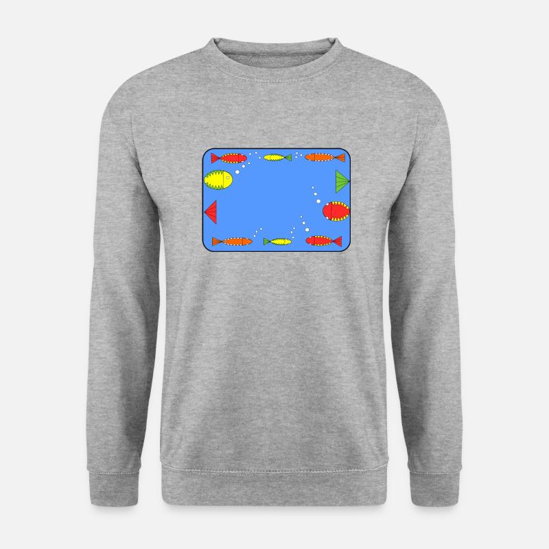 Fische im Rahmen - Unisex Pullover - Weißgrau meliert