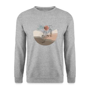 Fahrrad Retro - Unisex Pullover - Weißgrau meliert - Vorne - Alina (178cm) & Michal (187cm)