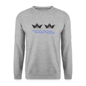 Paper Boats 02 - Unisex Sweatshirt - salt & pepper - Front - Alina (178cm) & Michal (187cm)