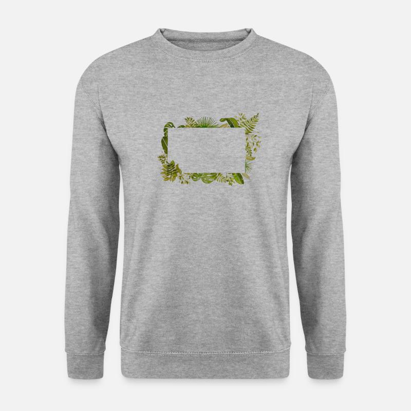 Aquarell Laub Rahmen - Unisex Pullover - Weißgrau meliert