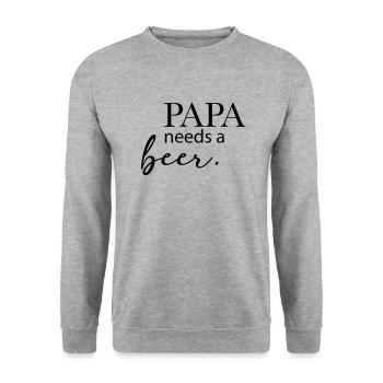 papa - Unisex Pullover - Weißgrau meliert - Vorne - Alina (178cm) & Michal (187cm)