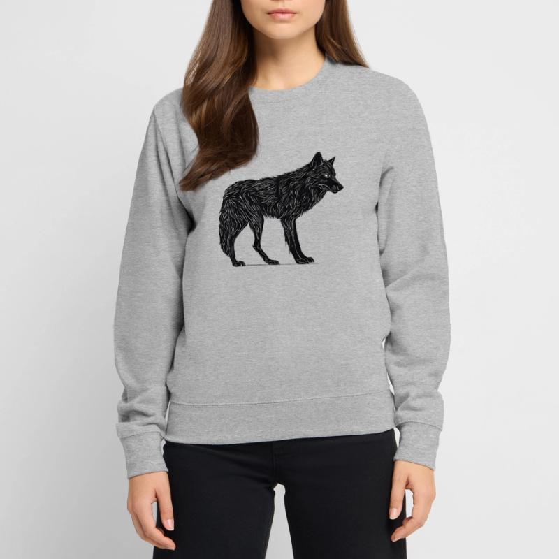 Wilder Wolf - Schwarzer Wolf T-Shirt oder Pullover Unisex Pullover