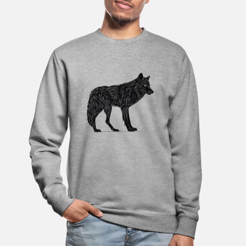 Wilder Wolf - Schwarzer Wolf T-Shirt oder Pullover Unisex Pullover