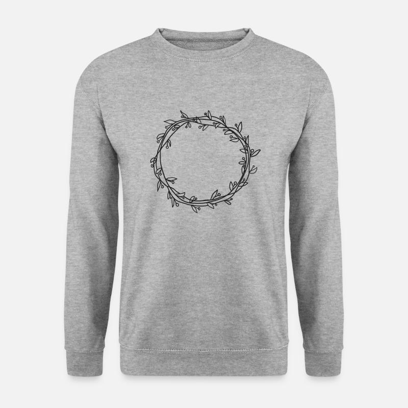 Rahmen rund Zweig - Unisex Pullover - Weißgrau meliert