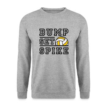 Bump Set Spike - Farbwechsel möglich - Unisex Pullover - Weißgrau meliert - Vorne - Alina (178cm) & Michal (187cm)
