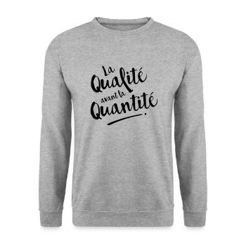 QUALITY OVER QUANTITY - Unisex Sweatshirt - salt & pepper - Front - Alina (178cm) & Michal (187cm)