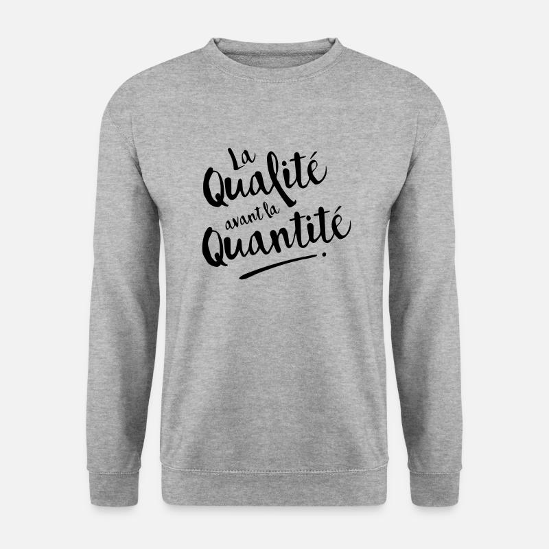 QUALITÄT VOR QUANTITÄT - Unisex Pullover - Weißgrau meliert