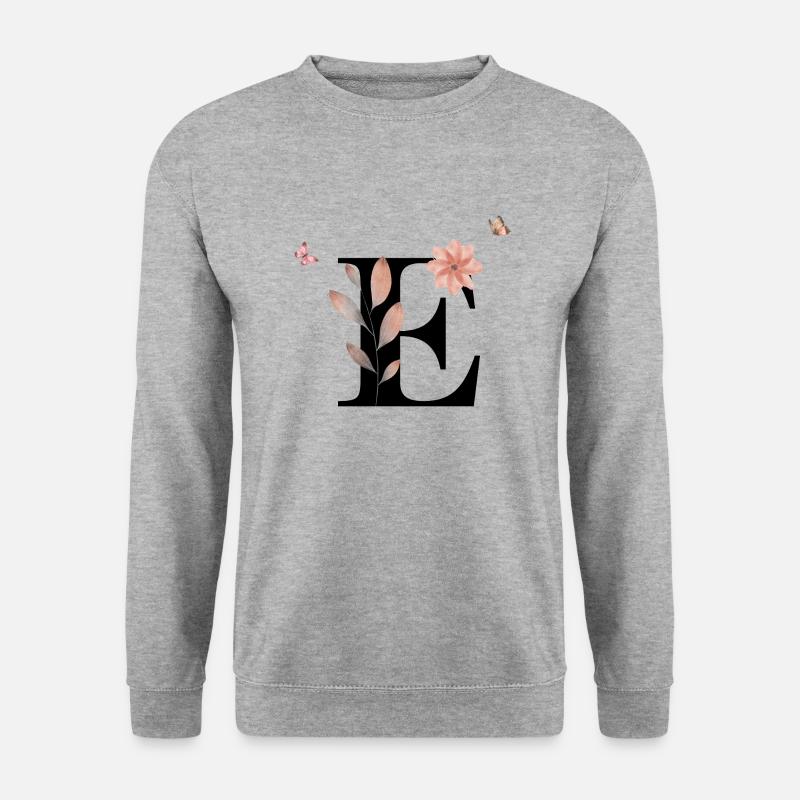Buchstabe e Wildblumen Aquarelle - Unisex Pullover - Weißgrau meliert
