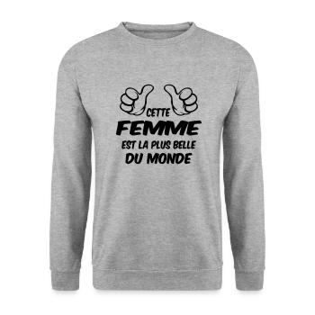 MEILLEURE FEMME - Sweat-shirt Unisexe - gris chiné - Devant - Alina (178cm) & Michal (187cm)