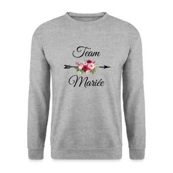 Team The Bride Arrow Flower Bouquet - Unisex Sweatshirt - salt & pepper - Front - Alina (178cm) & Michal (187cm)