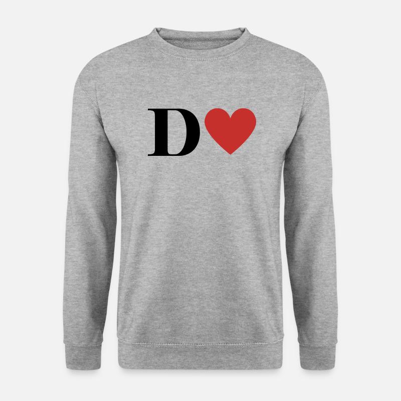 Roter Herz-Buchstabe - Unisex Pullover - Weißgrau meliert