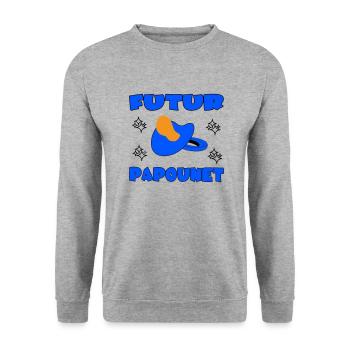 FUTUR PAPOUNET - Sweat-shirt Unisexe - gris chiné - Devant - Alina (178cm) & Michal (187cm)