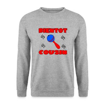 BIENTOT COUSIN - Sweat-shirt Unisexe - gris chiné - Devant - Alina (178cm) & Michal (187cm)