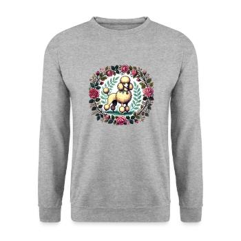 Pudel - Unisex Pullover - Weißgrau meliert - Vorne - Alina (178cm) & Michal (187cm)