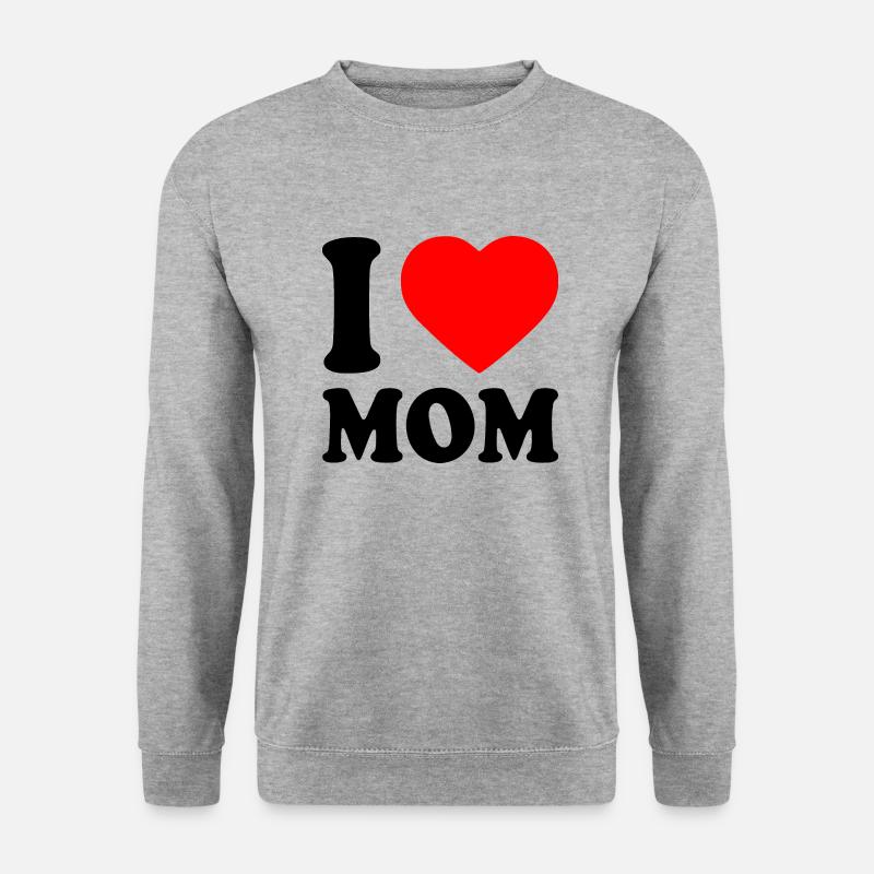 I love mom - Unisex Pullover - Weißgrau meliert