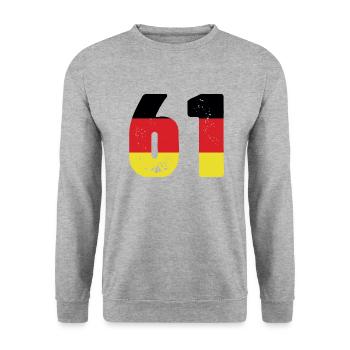 61 Numéro Jersey Allemagne - Sweat-shirt Unisexe - gris chiné - Devant - Alina (178cm) & Michal (187cm)