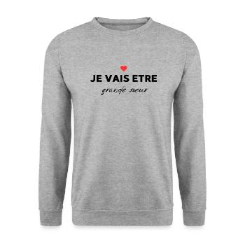Ich werde eine große Schwester sein - Unisex Pullover - Weißgrau meliert - Vorne - Alina (178cm) & Michal (187cm)