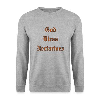 GodBlessNectarines - Unisex Pullover - Weißgrau meliert - Vorne - Alina (178cm) & Michal (187cm)