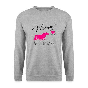 Warum? Weil ich's kann! - Unisex Pullover - Weißgrau meliert - Vorne - Alina (178cm) & Michal (187cm)