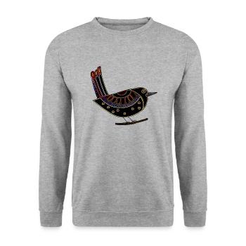 Bunter Vogel - Unisex Pullover - Weißgrau meliert - Vorne - Alina (178cm) & Michal (187cm)