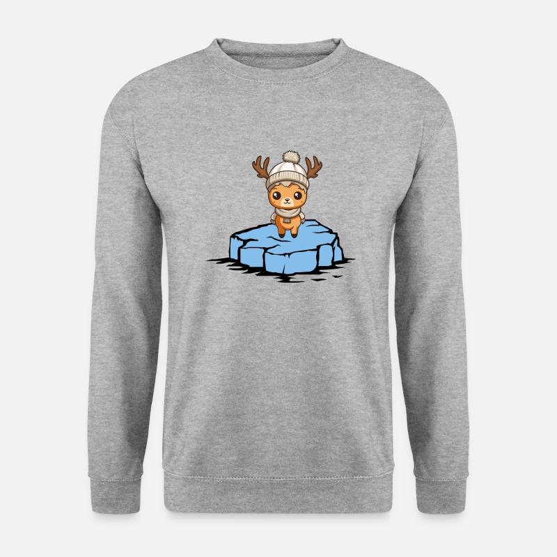 Reh Eisscholle - Unisex Pullover - Weißgrau meliert