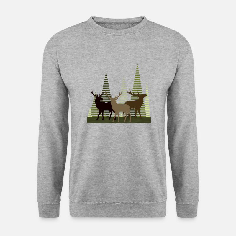 Hirsch - Unisex Pullover - Weißgrau meliert