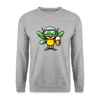 Libelle Ski Bier - Unisex Pullover - Weißgrau meliert - Vorne - Alina (178cm) & Michal (187cm)