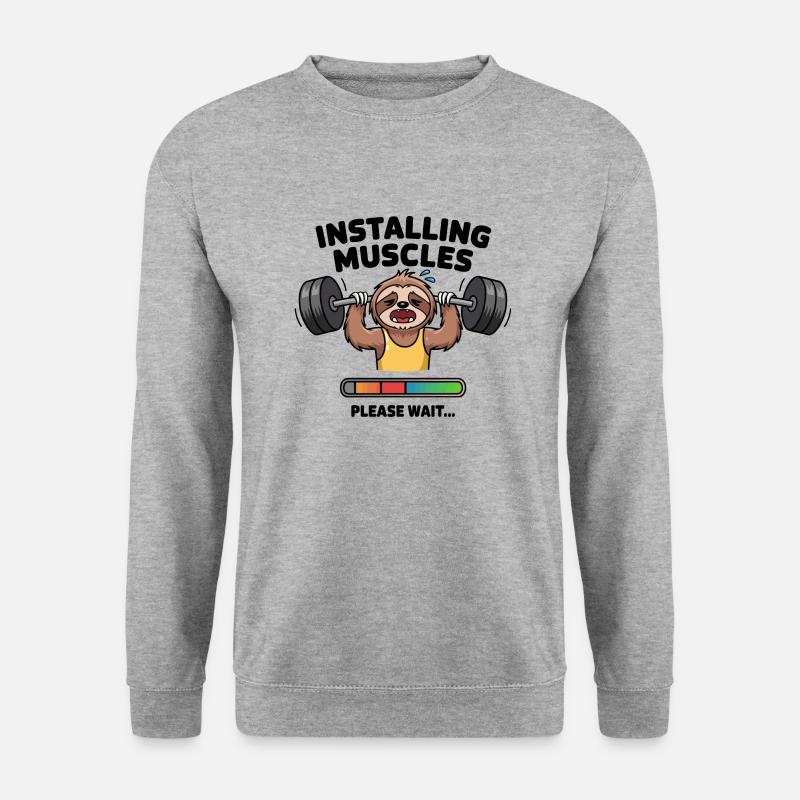 Loading Muscle Faultier - Unisex Pullover - Weißgrau meliert
