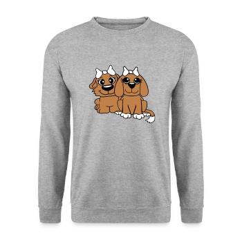 2 Équipe de chiens Deux amis Petites amies Couple Équipage - Sweat-shirt Unisexe - gris chiné - Devant - Alina (178cm) & Michal (187cm)