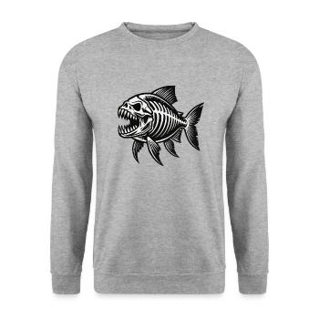 Squelette Piranha - Sweat-shirt Unisexe - gris chiné - Devant - Alina (178cm) & Michal (187cm)