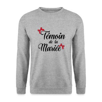 Témoin de la mariée noeud - Sweat-shirt Unisexe - gris chiné - Devant - Alina (178cm) & Michal (187cm)