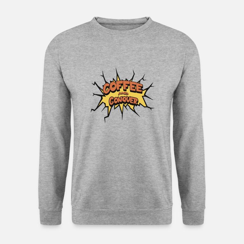 Coffee and Conquer - Unisex Pullover - Weißgrau meliert