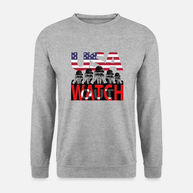 USA - watch out - Unisex Pullover - Weißgrau meliert