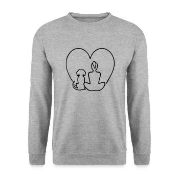 Harmony Dog Heart Pets - Unisex Sweatshirt - salt & pepper - Front - Alina (178cm) & Michal (187cm)