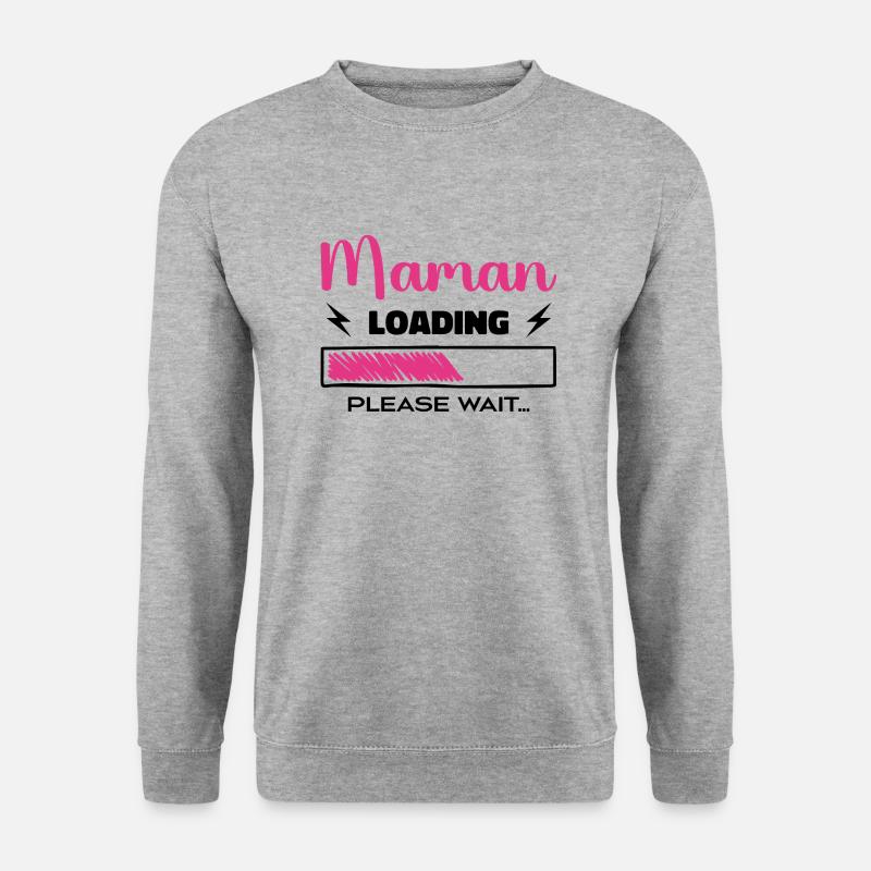 Mama lädt Bitte warten... - Unisex Pullover - Weißgrau meliert