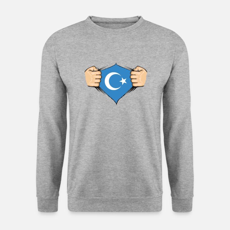 Uiguren Flagge Design - Unisex Pullover - Weißgrau meliert
