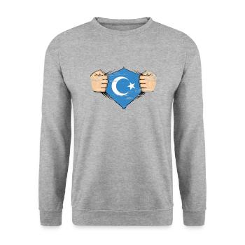 Uyghur flag design used - Unisex Sweatshirt - salt & pepper - Front - Alina (178cm) & Michal (187cm)