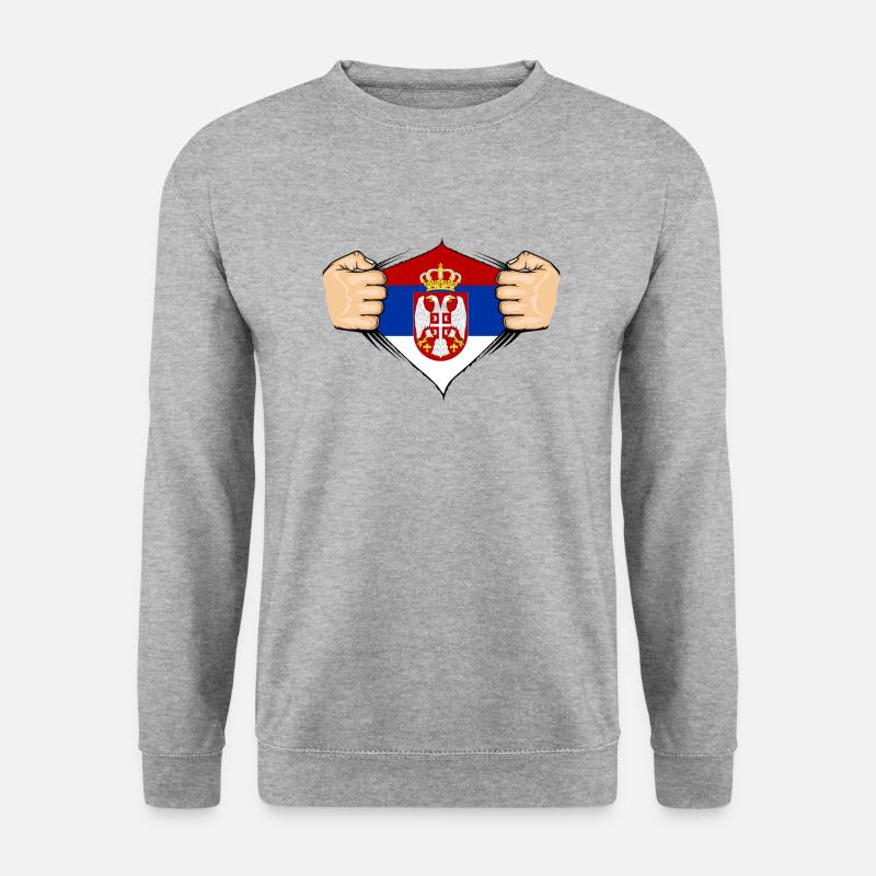 Serbien Flagge Design - Unisex Pullover - Weißgrau meliert