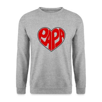 Papa Coeur Papa Fête des Pères Cadeau Fête des Pères - Sweat-shirt Unisexe - gris chiné - Devant - Alina (178cm) & Michal (187cm)
