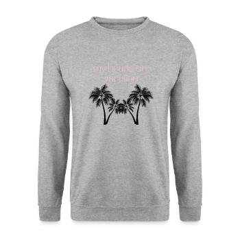 🏝️ My Heart – Soft Girl Healing Era - Unisex Sweatshirt - salt & pepper - Front - Alina (178cm) & Michal (187cm)