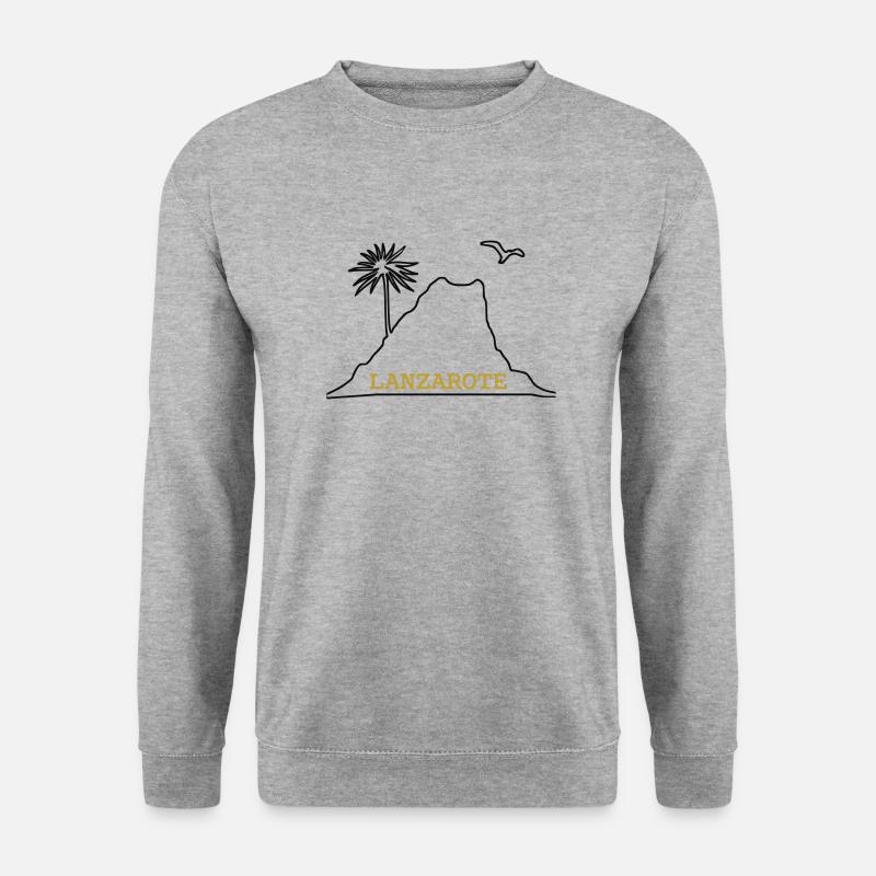 Lanzarote-Vulkan-Palme - Unisex Pullover - Weißgrau meliert