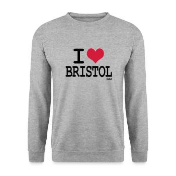 ich liebe bristol by wam - Unisex Pullover - Weißgrau meliert - Vorne - Alina (178cm) & Michal (187cm)