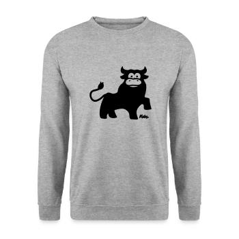 Stier - Unisex Pullover - Weißgrau meliert - Vorne - Alina (178cm) & Michal (187cm)