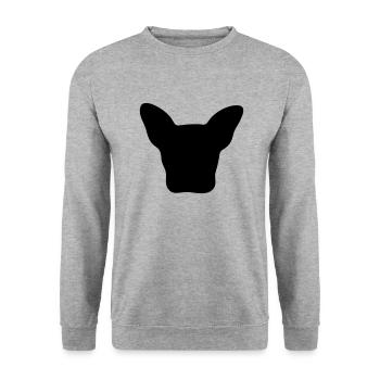 Französischer Bulldogge Kopf - Unisex Pullover - Weißgrau meliert - Vorne - Alina (178cm) & Michal (187cm)