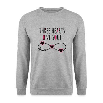 3 Herzen Seele Infinity forever für drei Freunde - Unisex Pullover - Weißgrau meliert - Vorne - Alina (178cm) & Michal (187cm)