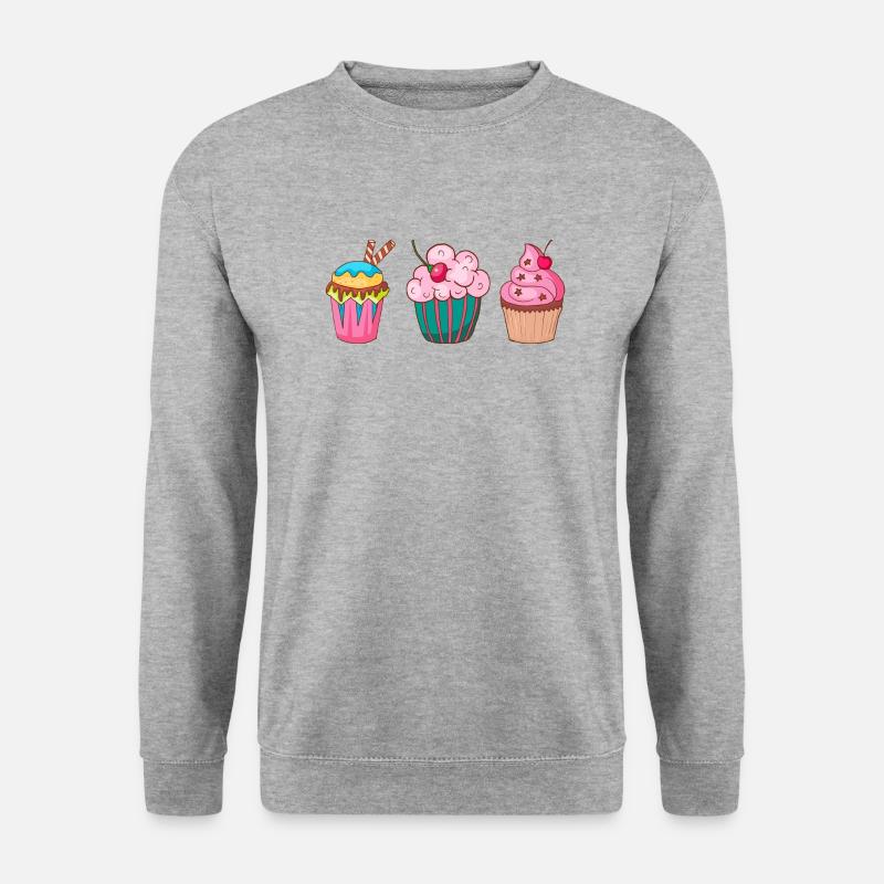 Cupcake Muffin Kuchen Backen Süßigkeiten Törtchen - Unisex Pullover - Weißgrau meliert