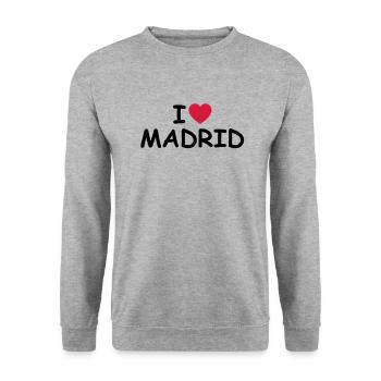 J'aime Madrid - Sweat-shirt Unisexe - gris chiné - Devant - Alina (178cm) & Michal (187cm)