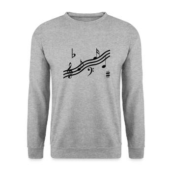 Musiknote - Unisex Pullover - Weißgrau meliert - Vorne - Alina (178cm) & Michal (187cm)