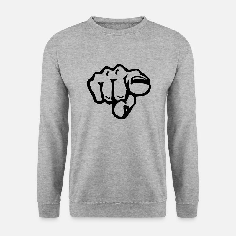 hey_dufingerzeug - Unisex Pullover - Weißgrau meliert